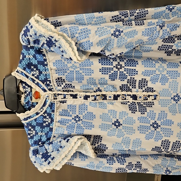 💕FARM RIO💕 Off-White Stitched Flowers And Girls Midi Dress ~ Small S NWT - Picture 10 of 16